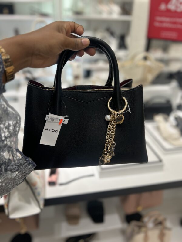 img_9222 Aldo Black Top-Handle Handbag with Gold Chain