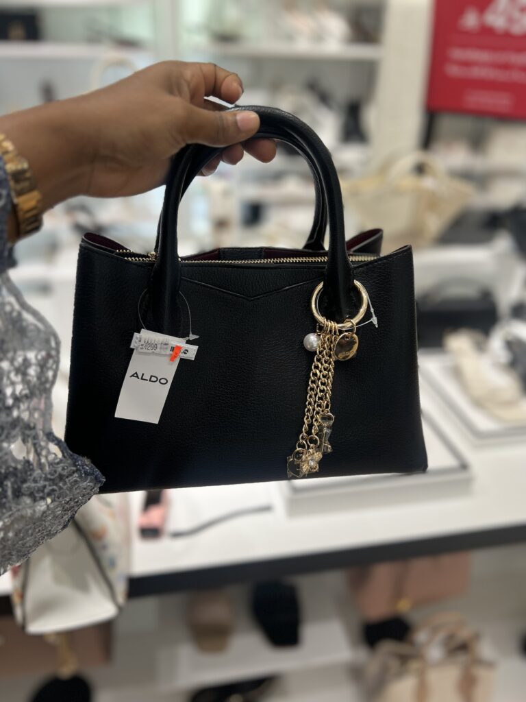 img_9222 Aldo Black Top-Handle Handbag with Gold Chain