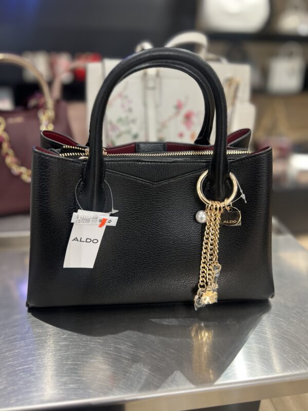 img_9234 Aldo Black Top-Handle Handbag with Gold Chain