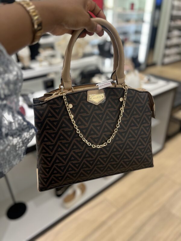 img_9248 Aldo Handbag with Gold Chain Accent – Brown