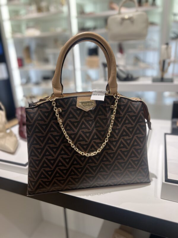 img_9250 Aldo Handbag with Gold Chain Accent – Brown